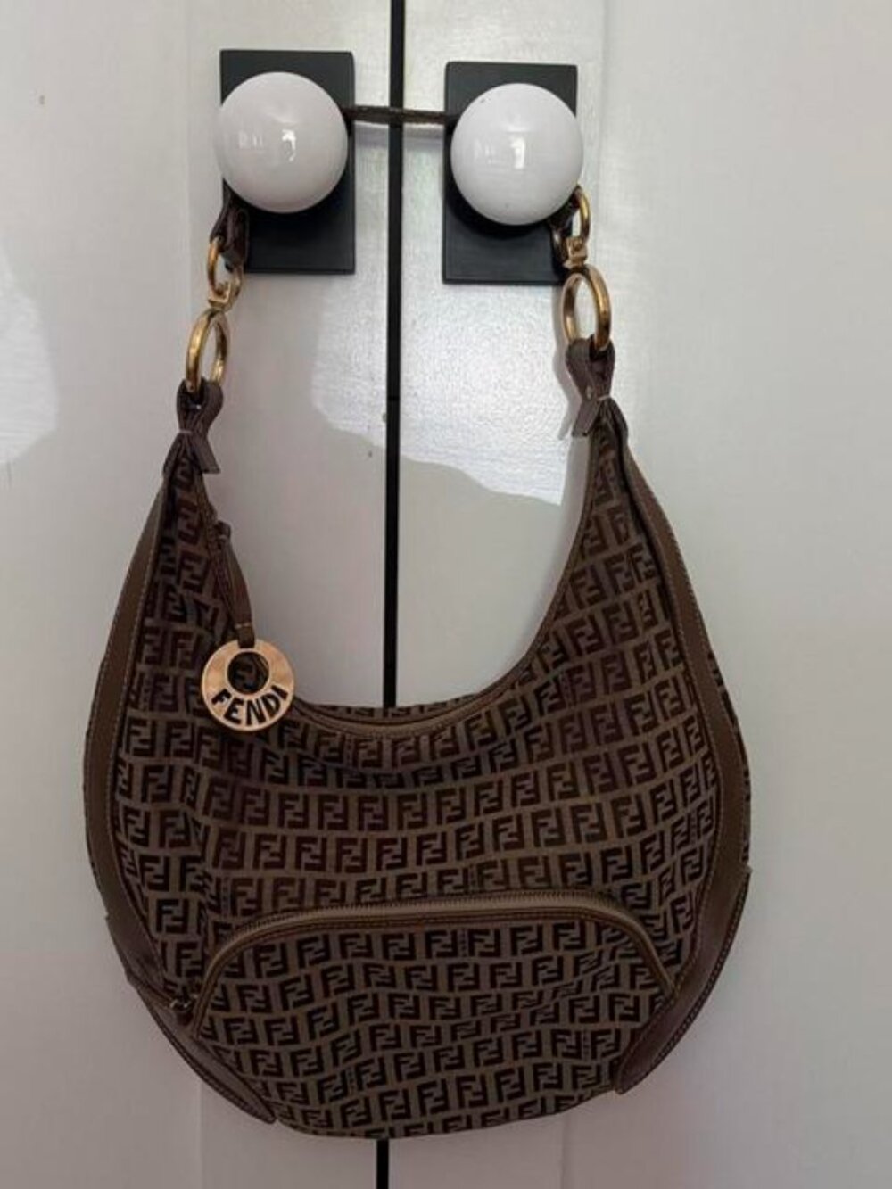 Fendi brown monogram shoulder bag medium size